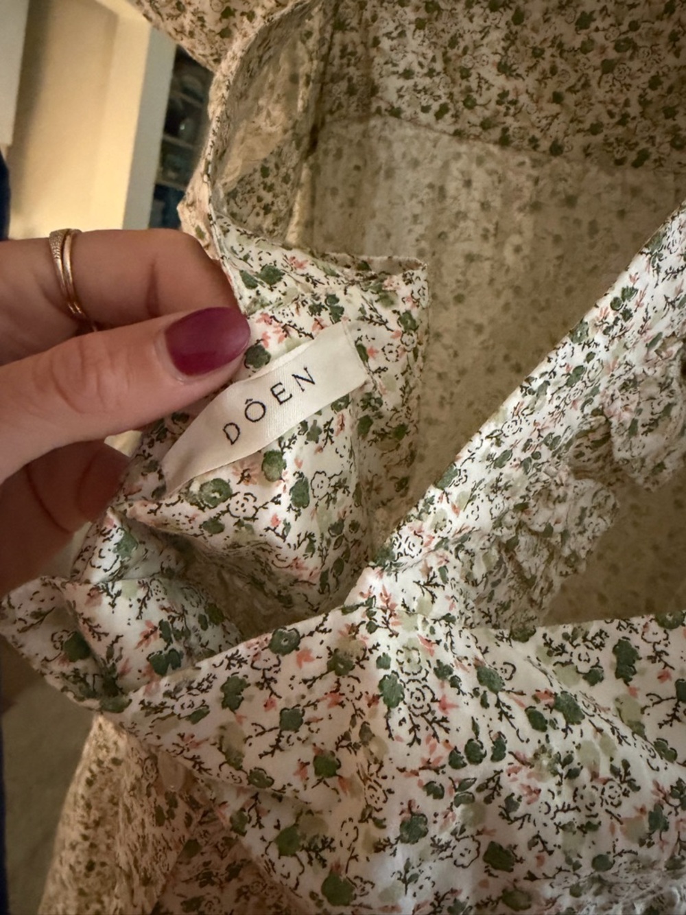 Doen Cream Floral Mini Dress with Ruffle Straps - Picture 3 of 4